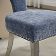 thumbnail image 4 of Hassch Set of 2 Dining Side Chairs, Chenille Upholstered with High-Density Foam, Curved Backrest, Copper Nailhead Trim, Silver Stainless Steel Legs (Blue), 4 of 10