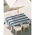 thumbnail image 2 of Blue Grey Stripe Outdoor Tablecloth with Umbrella Hole, Farmhouse Modern Art Striped Spillproof Waterproof Outdoor Table Cover, Patio Tablecloths for Party Picnic Camping, Rectangle 60"x102", 2 of 9