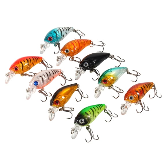 3D Eyes Fish, 9pcs Plastic Fishing Lures, Colorful Fishing Lures, Small Fat Fish, For Fishing Outdoor
