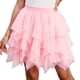 thumbnail image 1 of Mujeres Alta Falda Elástica de la Cintura Midi en Capas Ruffle Asimétrica Mini Falda, Coqueteo de Alta Cintura Casual Inferior, 1 of 5