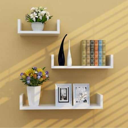 Tanburo Set Of 3 White Floating Shelves U Shaped Book Cd Dvd Storage Display Wall Shelf E1 Mdf Quick To Install Load Capacity 151bs Tanburo Set Of 3 White Floating Shelves U Shaped Book Cd Dvd Storage Display Wall Shelf E1 Mdf Quick To Install Load Capacity 151bs