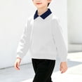 thumbnail image 5 of Falkdiz Long Sleeve Shirts for Boys Polo Comfy Pullover Casual Outdoor Solid Color Collar Boys Tshirts,White,Size: 2-3, 5 of 7