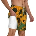 thumbnail image 2 of Kdxio Sunflowers Print Men'S Swim Trunks With Compression Liner 7 Inch Inseam Quick Dry Swim Shorts, 2 of 7