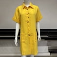 thumbnail image 2 of Dresses for Women Summer Casual Button down Shirt Dresses Short Sleeve Casual Midi Tunic Dress with Pockets, 2 of 6
