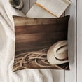 thumbnail image 3 of YINGXI Throw Pillow Cushion Cover, Hat Traditional Ranching Robe on Wooden Ground Folk Art Photo, Zippered Double-Side Digital Print Decor, Beige Brown 24x24in, 3 of 5