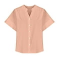 thumbnail image 6 of Timegard Short Sleeve Tops for Women Summer V-Neck Button down Shirts Solid Color Office Casual Loose Tops, 6 of 6