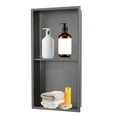 thumbnail image 4 of 12'' x 24'' Modern Wall-Mounted Double Shelf Shower Niche, Stainless Steel （Silver Gray）, 4 of 12
