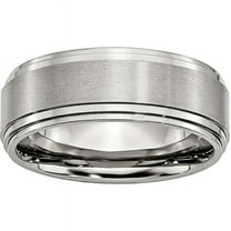 Primal Steel Stainless Steel with Brushed Center 8mm Ridged Edge Band