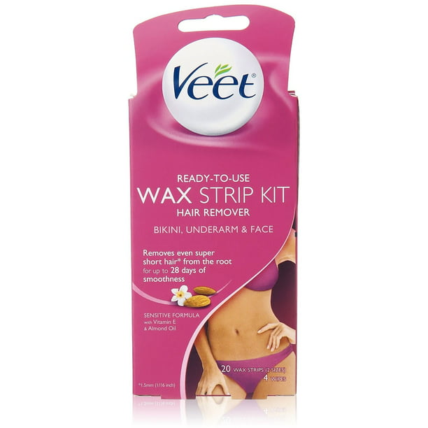 VEET Ready to Use Wax Strips Hair Remover for Body, Bikini & Face ea of 4) Walmart.com