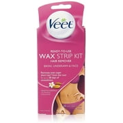 VEET Ready to Use Wax Strips Hair Remover for Body, Bikini & Face 20 ea (Pack of 2)