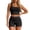 Black, variant on Women's 2 Piece Outfits Sleeveless Square Neck Crop Top High Welt Bodycon Shorts Set Y2k Solid Color Stretchy Slim Fitted Summer Matching Sets for Yoga Fitness Wear Hot Pink XXL