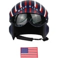 thumbnail image 2 of Studio Halloween Deluxe Navy Blue Maverick Pilot Helmet Costume Accessory, 2 of 2