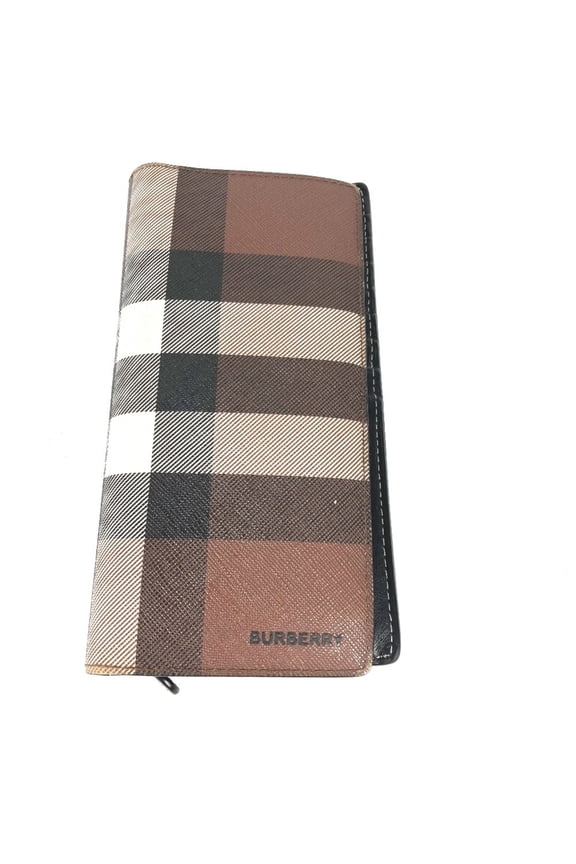 Pre-Owned BURBERRY 8052803 Giant Check Bifold Long Wallet in PVC, Men's, Dark Birch... (Good)
