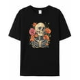 thumbnail image 6 of Men's T-Shirt Vintage Poppy Flower Skeleton Skull Short Sleeve Casual Tee Classic Crew Neck T-Shirt for Men, XL, 6 of 7