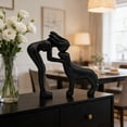 thumbnail image 2 of Woman and Dog Statue, Resin Pet Memorial Statue, Dog Lover Gift, Home Decor Sculpture, Heartfelt Pet Memorial for Dog Owners and Animal Lovers （Black）, 2 of 7