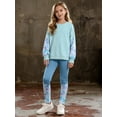 thumbnail image 3 of Usaibhir Kids Girls Long Sleeve Color Block Sweatsuit Sets Crewneck Casual Sweatpants 2 Piece Outfits Sweatshirt and Pants 6-14T, 3 of 9