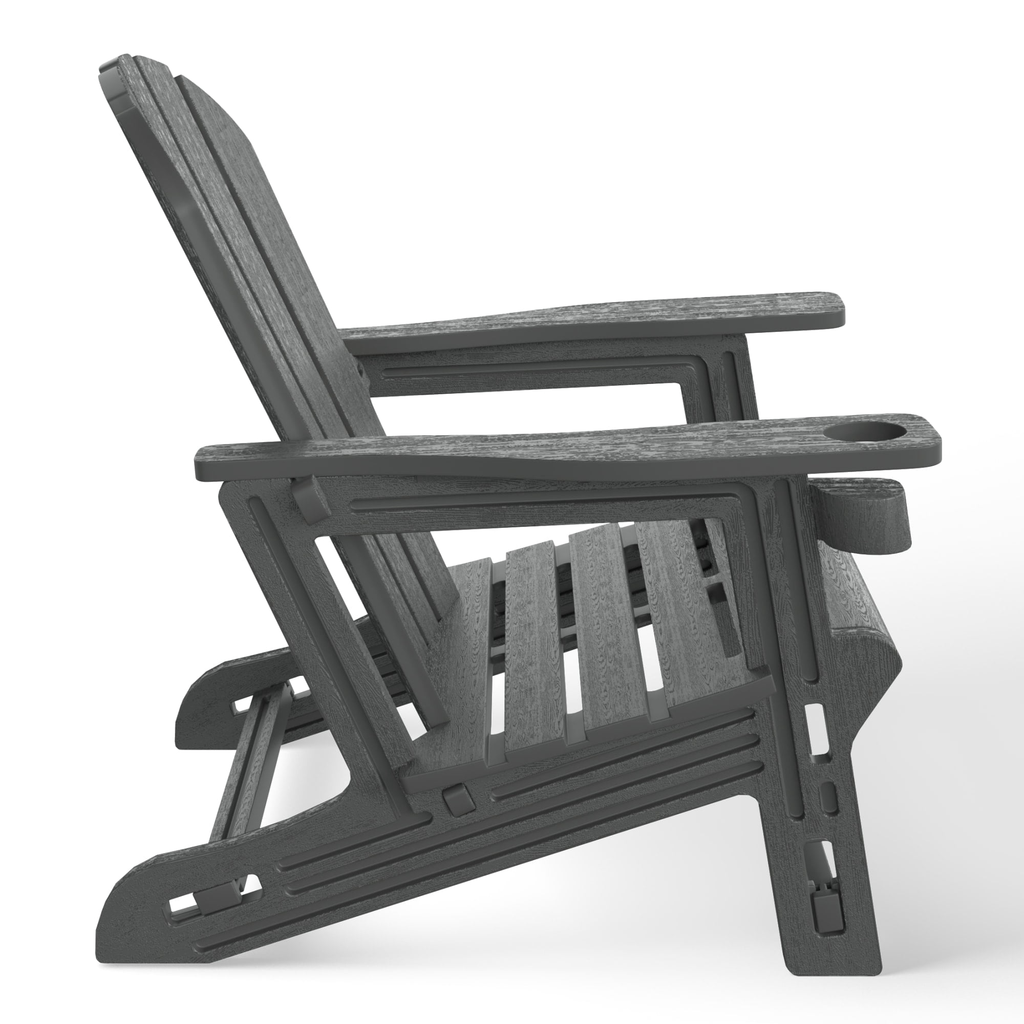 WestinTrends Azura Tool-Free Assembly Outdoor Patio HDPE Plastic Adirondack Chair with Cup Holder (Set of 2), Gray