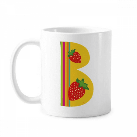 

B Alphabet Strawberry Illustration Pattern Mug Pottery Cerac Coffee Porcelain Cup Tableware