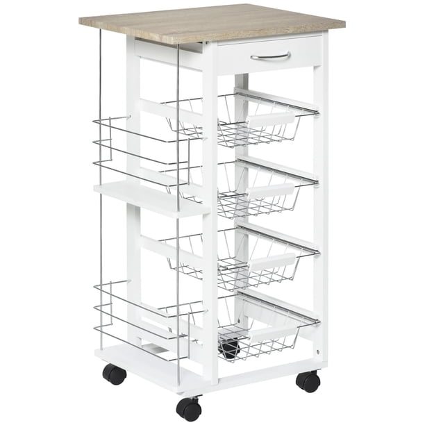 HOMCOM Chariot de Cuisine en Gris Foncé avec 1 Tiroir et 4 Paniers