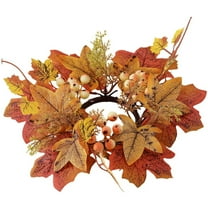Hzzsbu Fall Candle Rings for Candlesticks, Autumn Maple Leaf Garland Wreath for Thanksgiving Table Centerpiece Decor