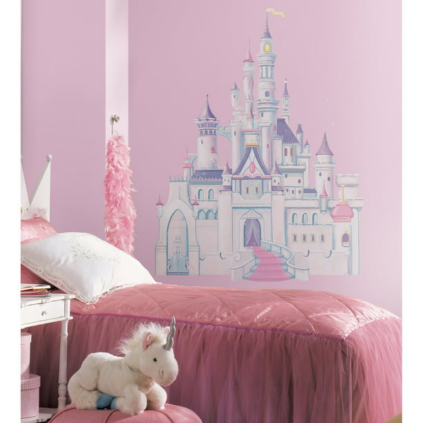 Roommates Disney Princess White And Purple Castle L Stick Giant Wall Decals 31 75 In By 42 Com - Disney Princess Castle Wall Decal