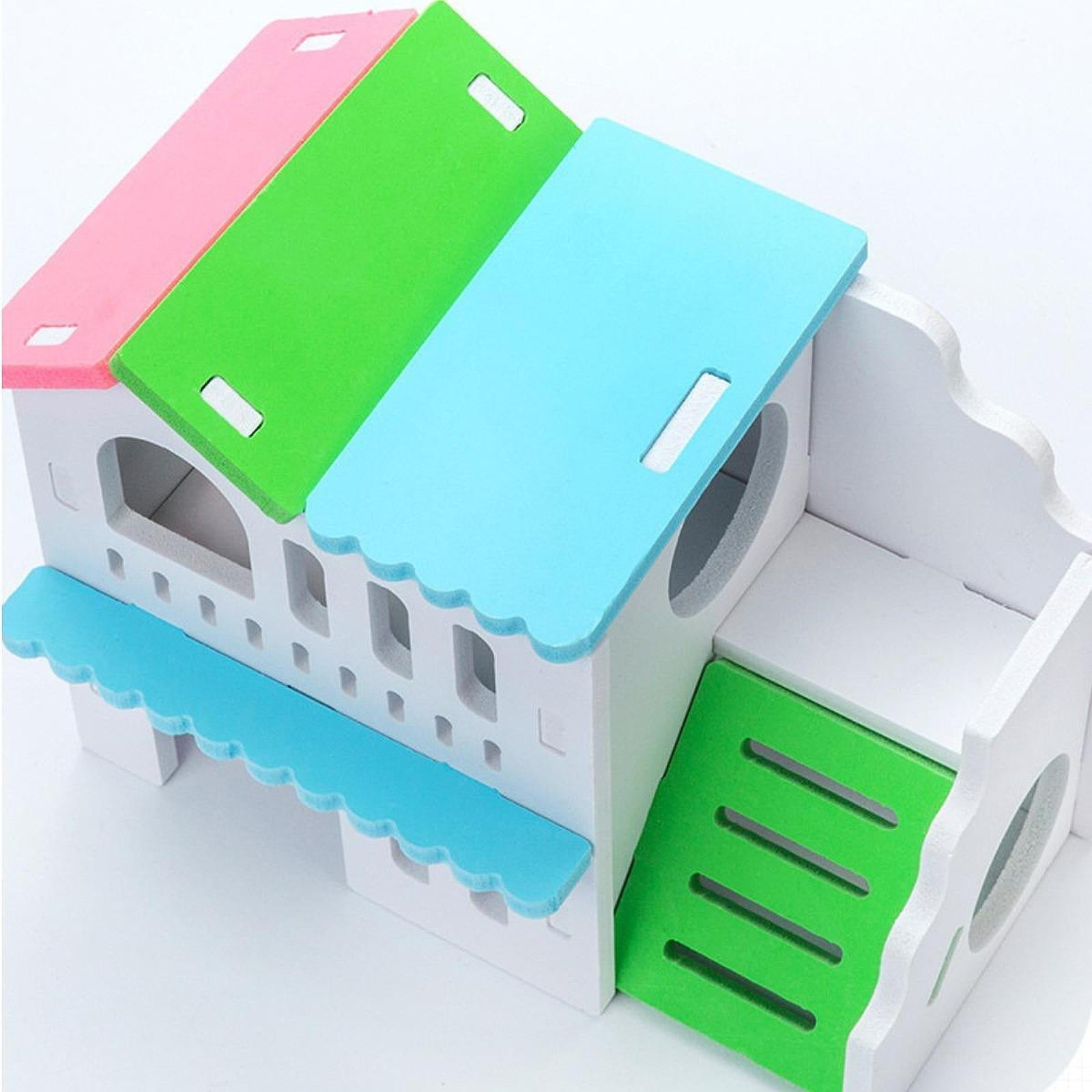 Bothyi Small Animal Hideout Exercise Toys Two Layers Hut for Gerbil Assemble Easily colored