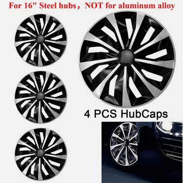 4PCS 16 Inch Wheel Covers - Snap-On Full Hubcaps for 16" Rims - Universal Fit for Steel Wheels & R16 Tires.