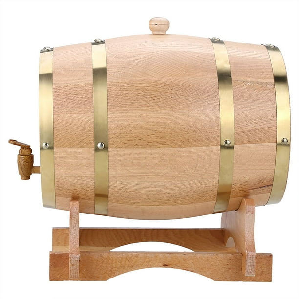 NOTRAK Dispensador De Madera De Roble Barril, Dispensador De Barril De Vino, Barril De Whisky, Barril De Vino De 1 Litro, Dispensador De Whisky De Barril De Madera De Roble, Barril
