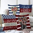 thumbnail image 3 of Orangide Fourth Of July Pillow Covers Flag Print Peach Velvet Soft Decorative Square Cushion Cases For Living Room Sofa Bedroom 4 Pack, 3 of 6