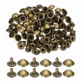 thumbnail image 1 of Uxcell Rivets à Pointes 9mm, 100 Ensembles de Rivets Carrés Rapides Décoration en Cuir pour Clous Rock Ceintures Sacs Chaussures, Ton Bronze, 1 of 6