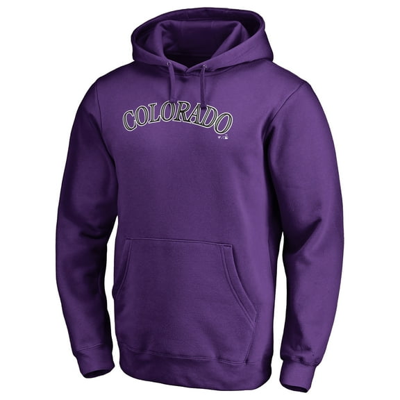Men's Purple Colorado Rockies Official Wordmark Fitted Pullover Hoodie