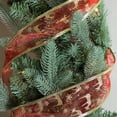 thumbnail image 2 of Northlight Red and Gold Glittering Reindeer Wired Christmas Craft Ribbon 2.5" x 10 Yards, 2 of 3