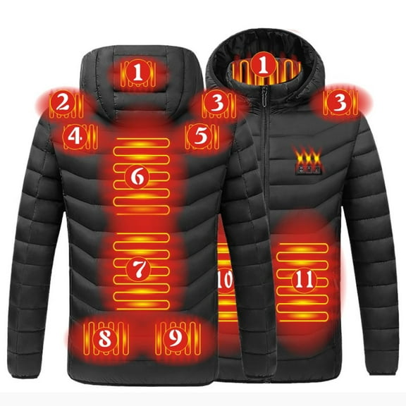 skpabo Heated Jacket 11 Heating Zone 2023 Upgraded Electric Heating Down Jacket Windproof Coat Outerwear with 3 Temperature Body Warmer for Outdoor (No Battery)