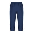 thumbnail image 4 of Nmnitkp Men's Capri Pants 3/4 Joggers Gym/Workout/Hiking Below Knee Long Shorts Lightweight Quick Dry with Zipper Pockets Navy,L, 4 of 6