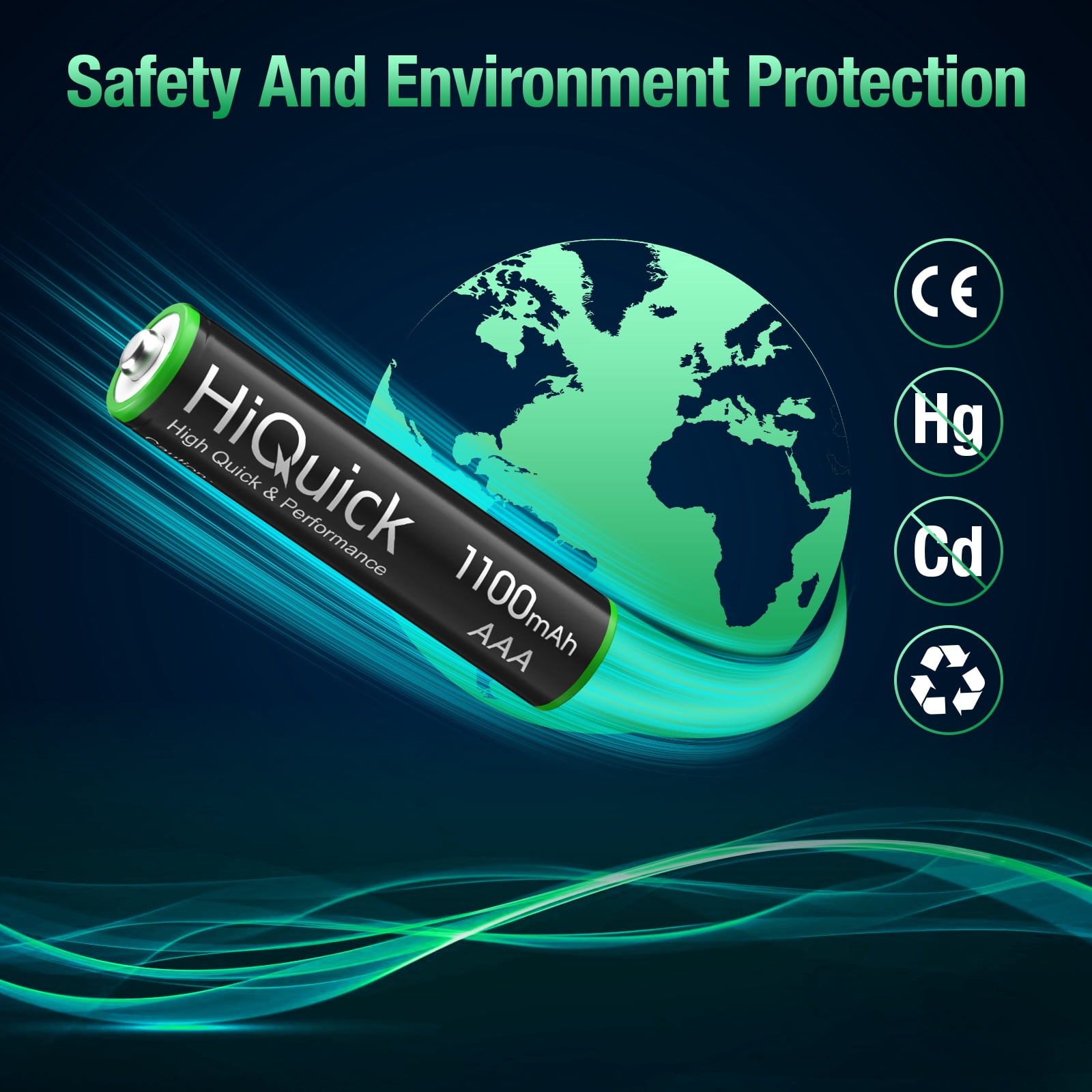 Hiquick AA AAA Rechargeable Batteries, General Purpose Battery, 12 Pack with USB Fast Charging Battery Charger
