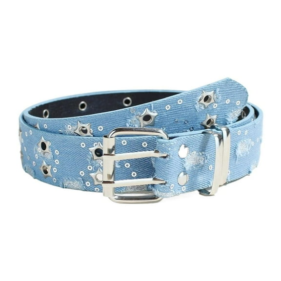 Punk Star Double-breasted Belt Denim HipHop Hollowed Pin Buckle Belt GXX