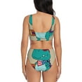 thumbnail image 3 of Daiia Cool Dino Playing Skateboard Women's Bikini Set Two Piece Swimsuit High Waisted Bikini Adjustable Straps Bikini Perfect for Beach, Pool, and Summer Vacation-Small, 3 of 9