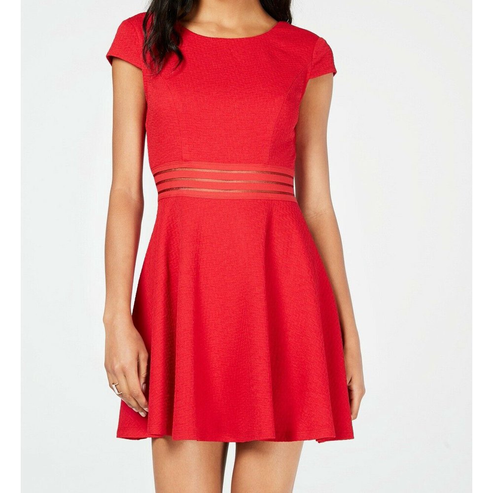 City Triangles Womens Fit Flare Mesh Sheath Dress 11