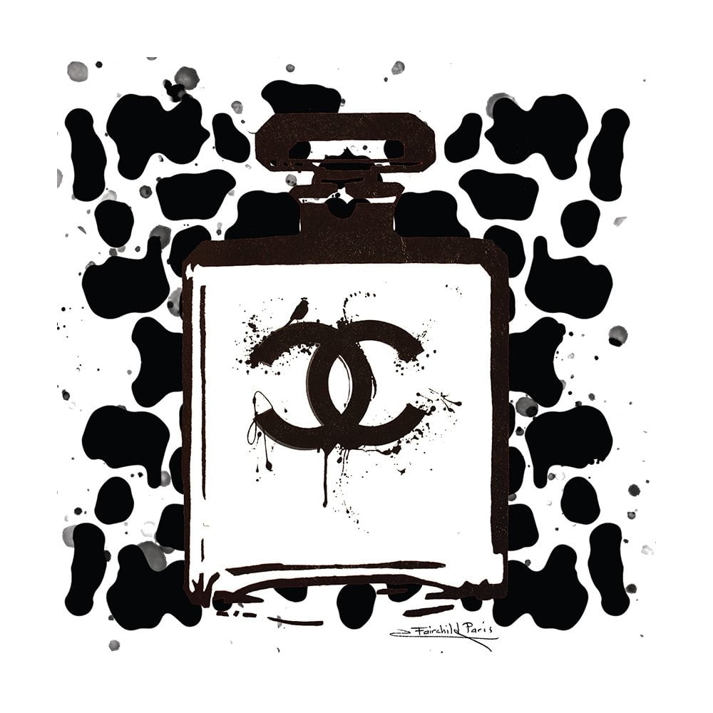 Fashion Perfume Bottle, Canvas Animal Print - 14"X14" Artwork - Multi-Color 16 x 20
