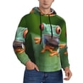thumbnail image 2 of Pofeuu Red-Eyed Tree Frog Print Mens Casual Hooded Collar Drawstring Hoodies Pullover Sweatshirts Casual Long Sleeve Shirts-Medium, 2 of 7