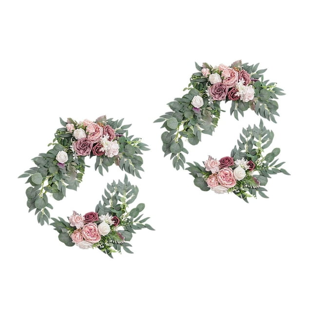 Guirnalda de flores artificiales para centro de mesa, pared, boda, coche, decoración de mesa 2 rosa púrpura