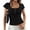 Black, variant on Women Short Sleeve Tops Y2K Button Up Lace Patchwork Crop Tshirt Tops Slim Fit Scoop Neck Henley Summer Tee White M
