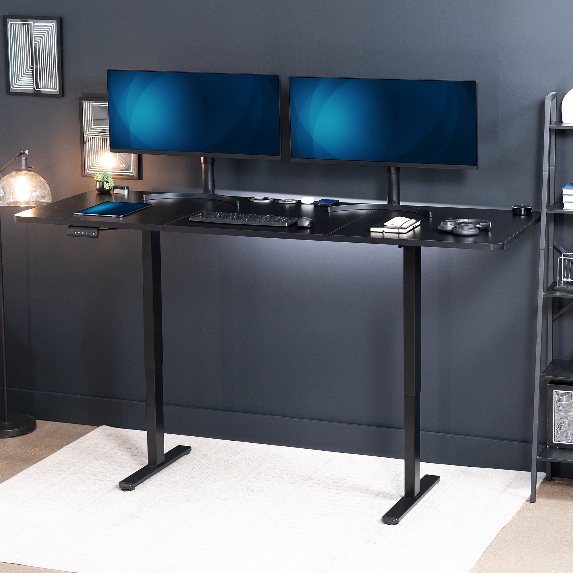 VIVO Electric Dual Motor 83” x 30” Standing Desk, Black Top, Black Frame