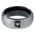 thumbnail image 2 of Tungsten Arizona The Grand Canyon State Heart Band Ring 8mm Men Women Comfort Fit Black Dome Brushed Gray Polished, 2 of 4