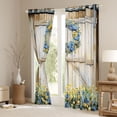 thumbnail image 3 of Homewish Rustic Farmhouse Teens Curtains Pack of 2 (42x84 Each), Blue Yellow Flower Floral Curtains Blackout, Old Barnn Door Bedroom Curtains, Black Out Curtains Bedroom Decor, 3 of 6