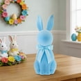 thumbnail image 5 of Artificial Flocked Easter Bunny Figurine - Easter Rabbit Statue with Satin Bow | Decorative Tabletop Accents for Spring & Holiday Celebrations, 5 of 6