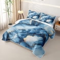 thumbnail image 3 of Homewish Blue Marble Twin Quilt Set,Gold Metallic Twin Coverlet Set,2 Pieces, 3 of 7