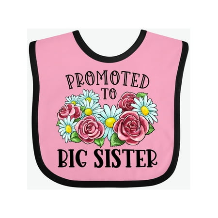 

Inktastic Promoted to Big Sister with Flowers Gift Baby Girl Bib
