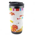 thumbnail image 1 of Birthday Travel Mug, Birthday Owls Birds, Steel Thermal Cup, 16 oz, by Ambesonne, 1 of 2