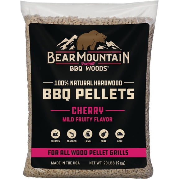 Bear Mountain BBQ FK13 Premium All-Natural Hardwood Mild and Fruity Cherry BBQ Smoker Pellets for Outdoor Grilling, 20 Pounds 2 Pack